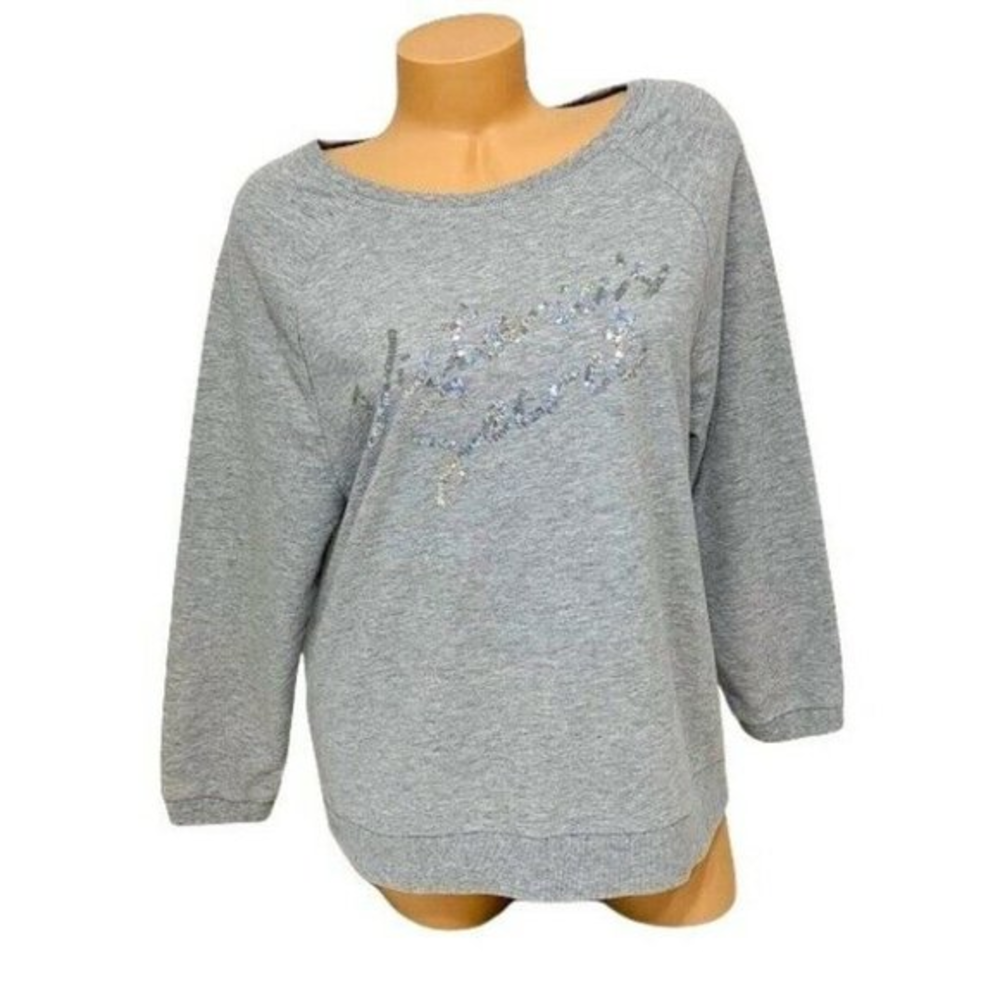 Victoria's Secret SMALL‎ Bling Graphic Crewneck Pullover Sweatshirt